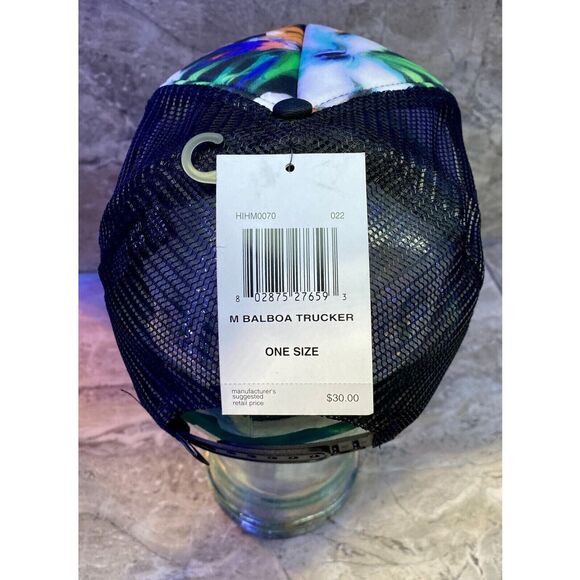 Hurley Men's Balboa Trucker Hat Black Multicolor Tropical Snapback One Size - Picture 8 of 10